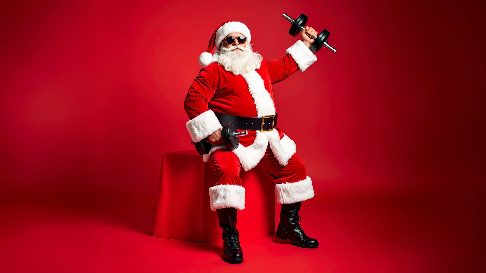 Santa lifting weights for Y's December Challenge