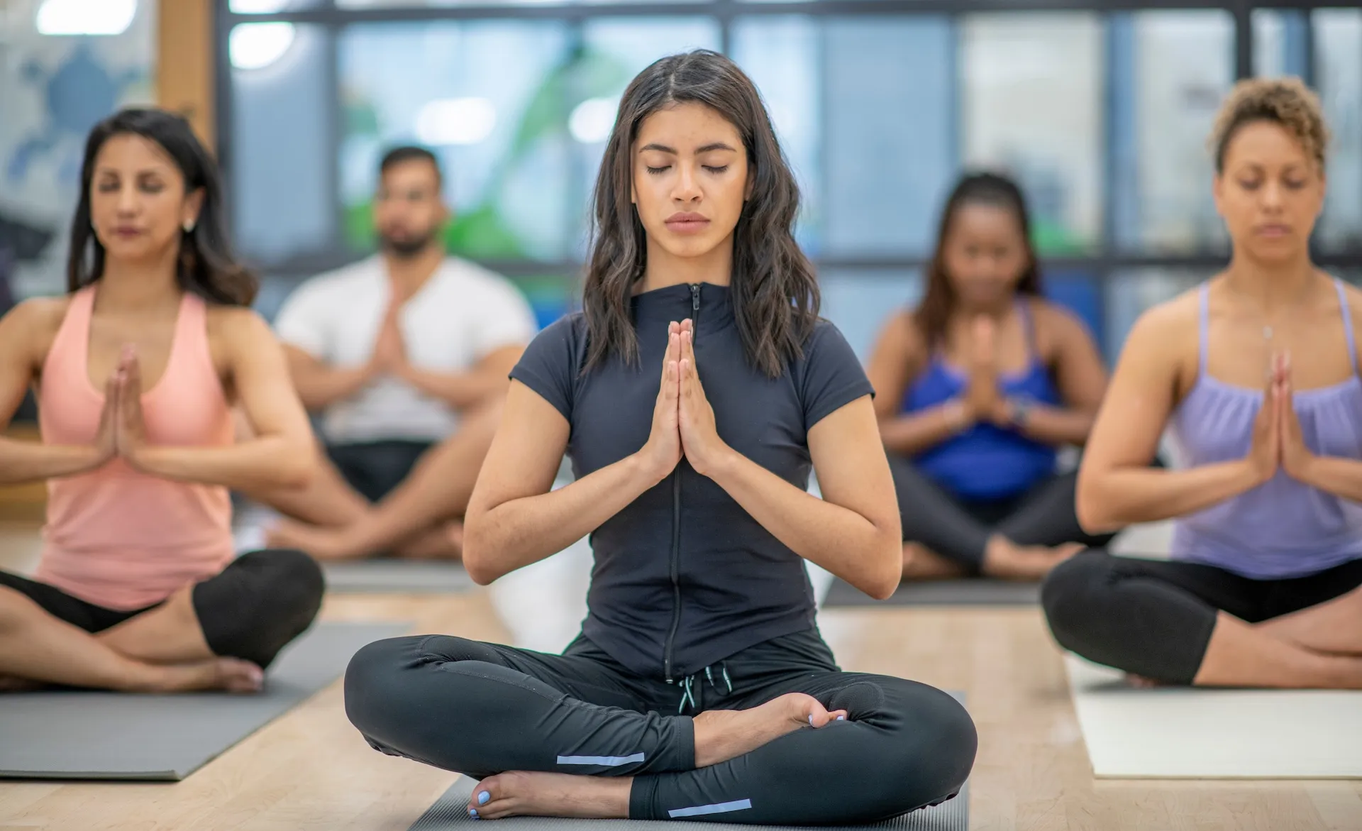 Woman doing yoga at the Y