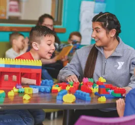 Kids and staff at YMCA after school program