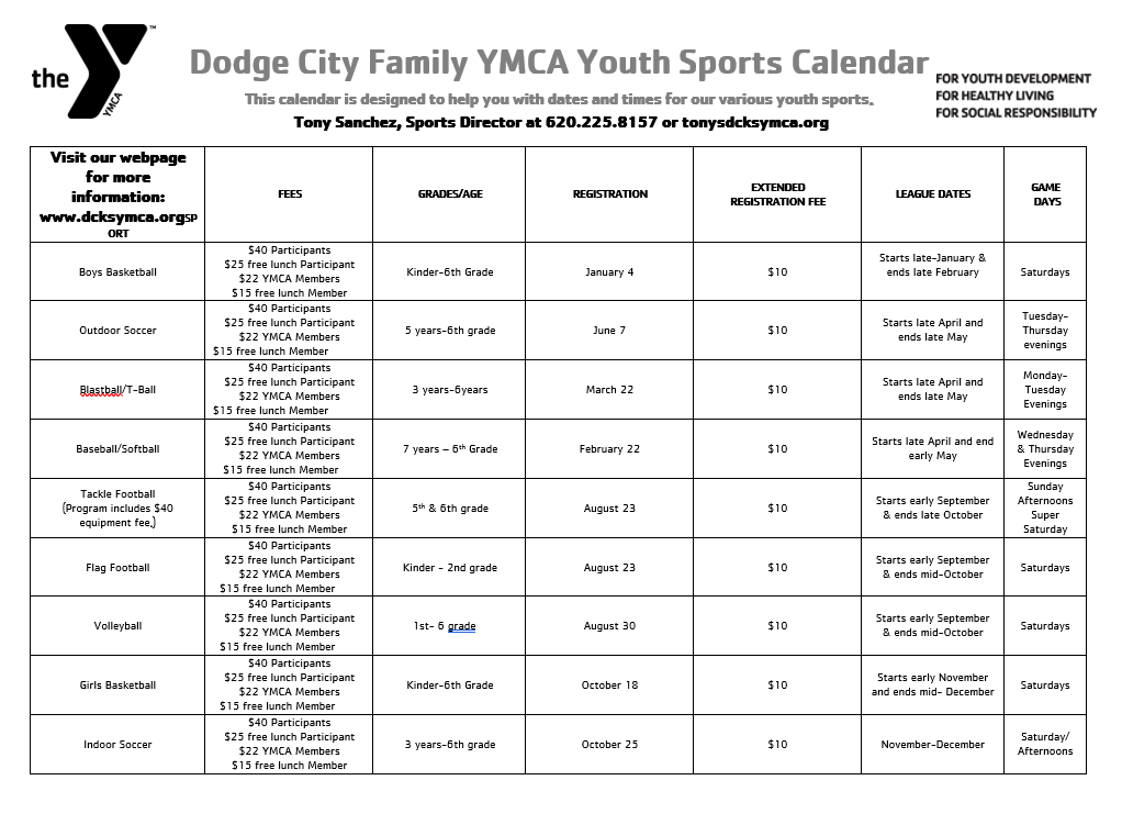 Youth Sports Dodge City Family YMCA