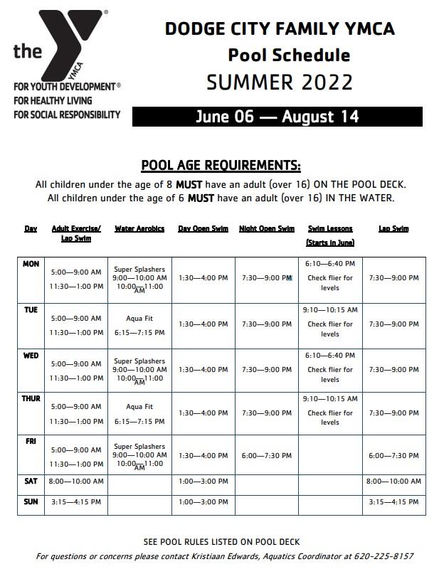 summer pool schedule