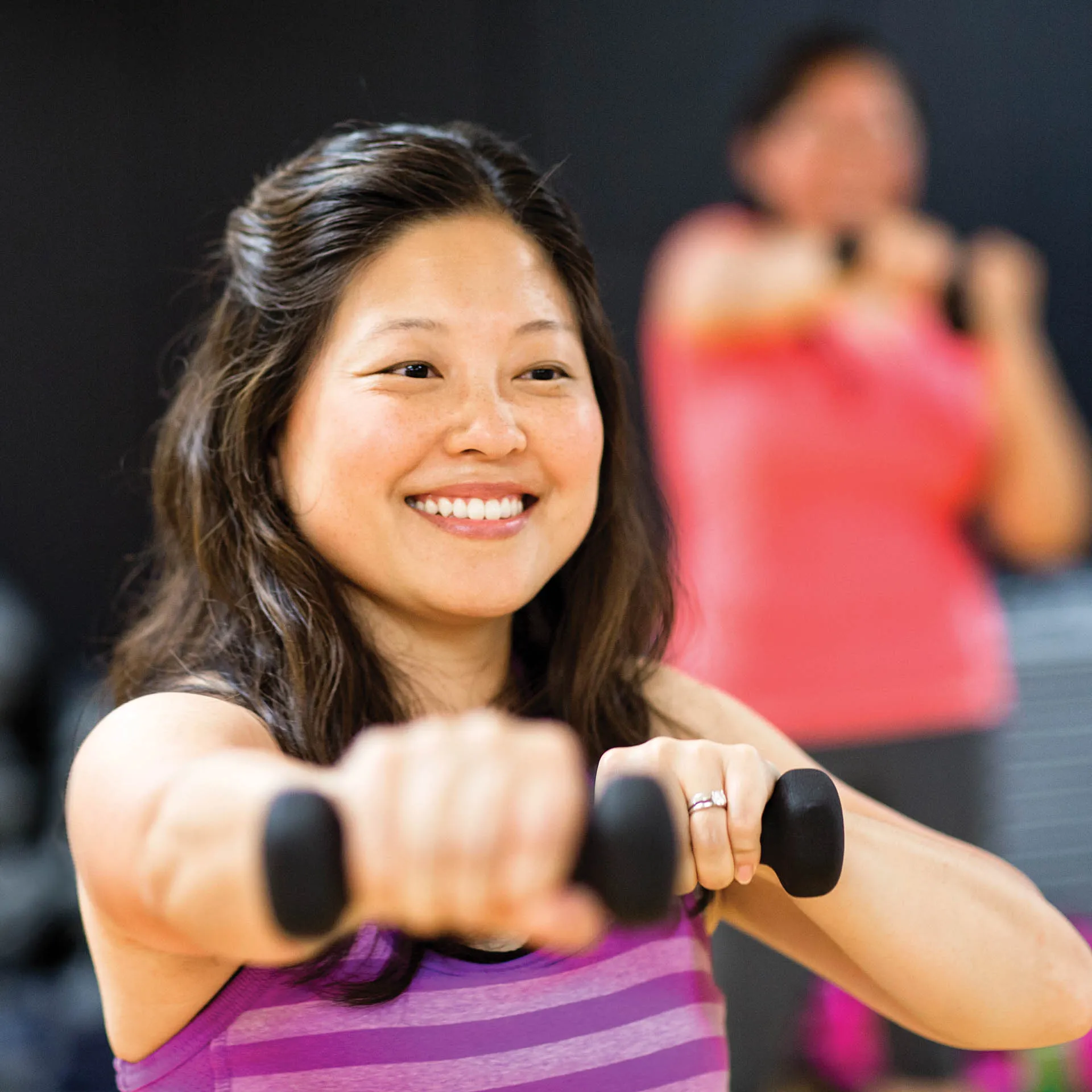 Happy woman working out