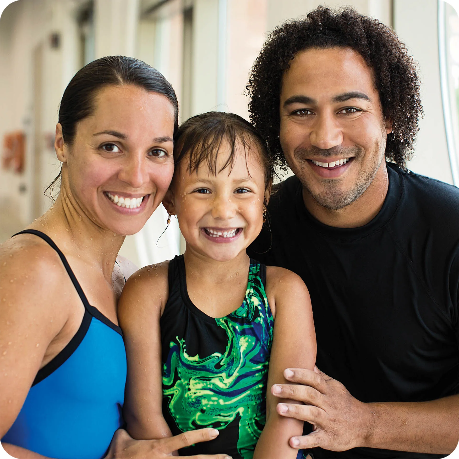 happy family at Y pool